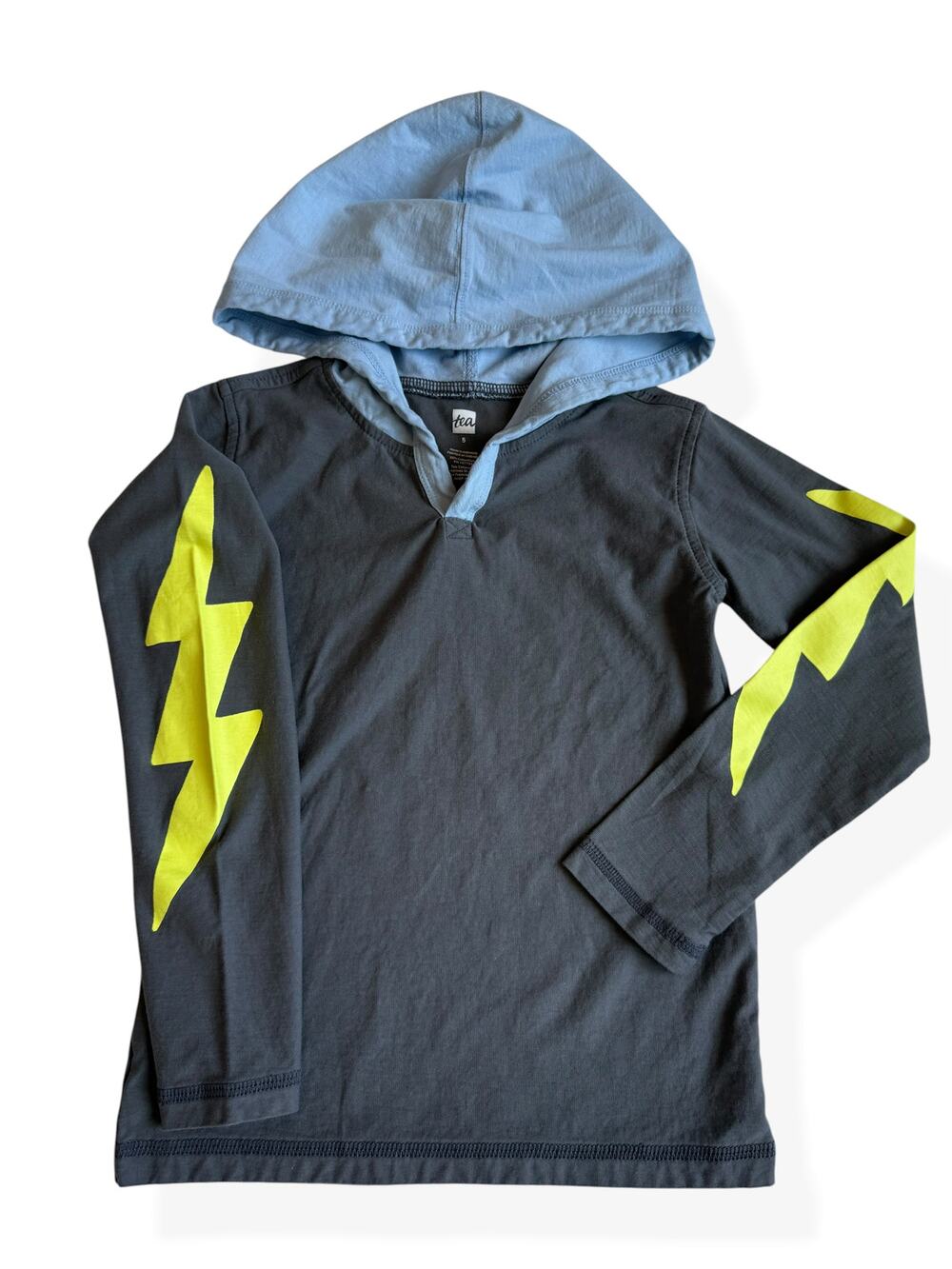 Tea Collection Happy Hoodie Bolt Sleeves Boys 5 T-Shirt